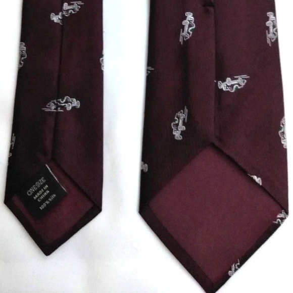 Mens Burgundy Banana Republic Cars 100% Silk Tie - Picture 3 of 6